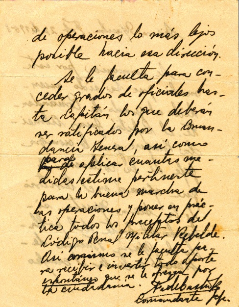 Carta de Fidel del 27 de febrero de 1958