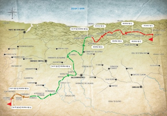 Cruce de las colomnas 6 y 3 del 1ro al 11 de marzo de 1958